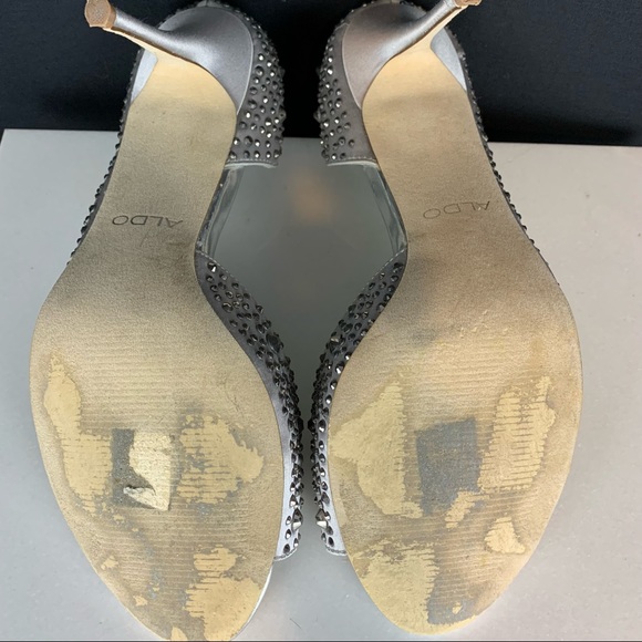 ALDO silver studded peep toe wedding formal heels, size 8.5 - Picture 8 of 8